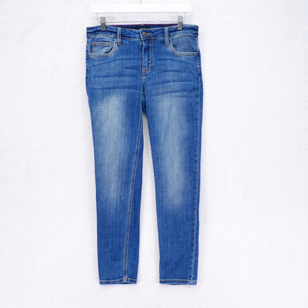 Cello Blue Denim Jeans Juniors -7- Mid Rise 30 / 28.5 Stone Wash Whiskering Cott